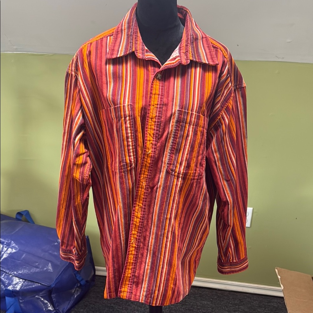 Striped Multicolor Corduroy Men's Shirt